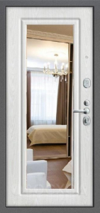 Фото  Стальная дверь Трёхконтурная дверь с зеркалом №30 с отделкой МДФ ПВХ